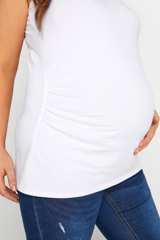 Plus Size BUMP IT UP MATERNITY White Cotton Vest Top | Yours Clothing 4