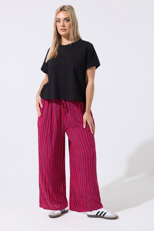  LIMITED COLLECTION Curve Red Stripe Wide Leg Trousers