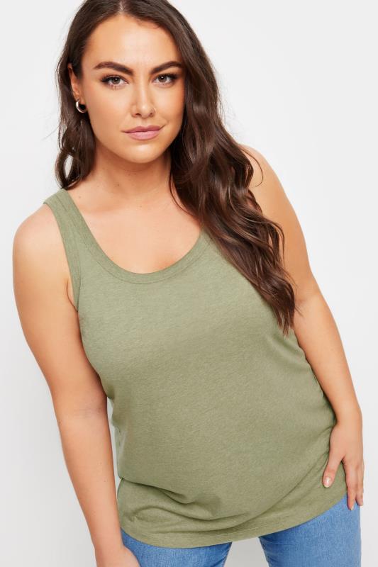 YOURS Plus Size Sage Green Core Vest Top | Yours Clothing 4