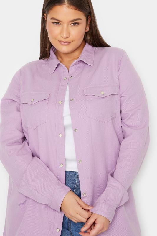 LTS Tall Women's Lilac Purple Distressed Twill Shirt | Long Tall Sally 4