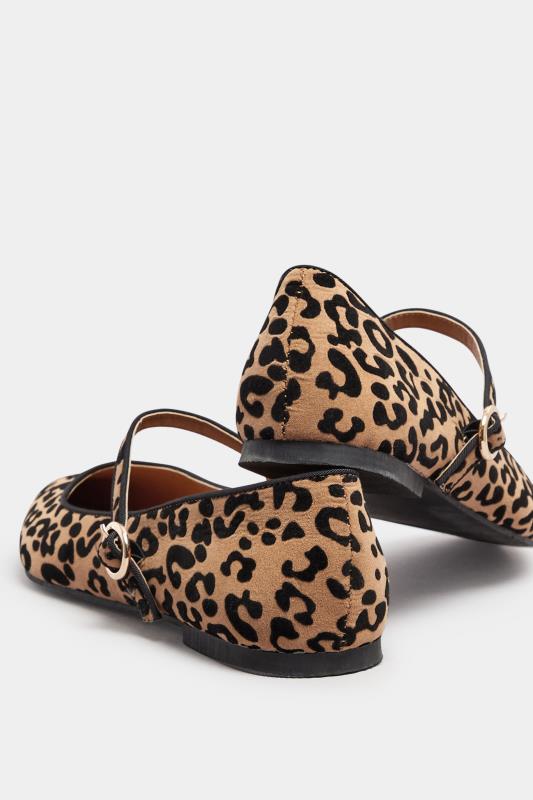 LTS Natural Brown Leopard Print Mary Jane Point Flats In Standard Fit | Long Tall Sally 5