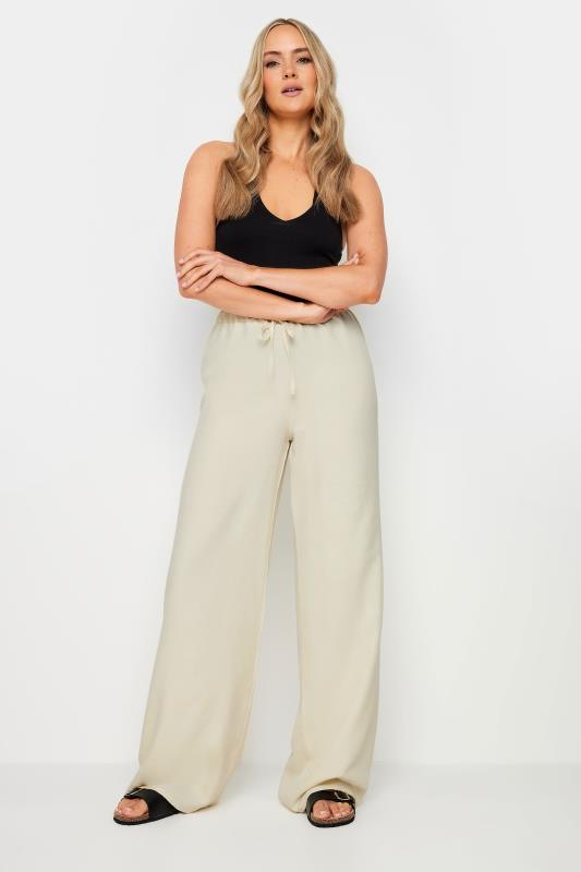 LTS Tall Women's Cream Textured Wide Leg Trousers | Long Tall Sally 1