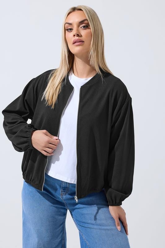  LIMITED COLLECTION Curve Black Zip Bomber Jacket