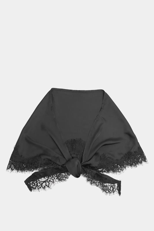 YOURS Curve Black Lace Satin Scarf