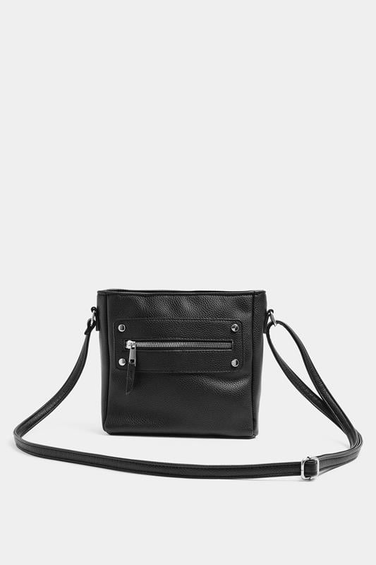  Yours Black Faux Leather Zip Front Cross Body Bag