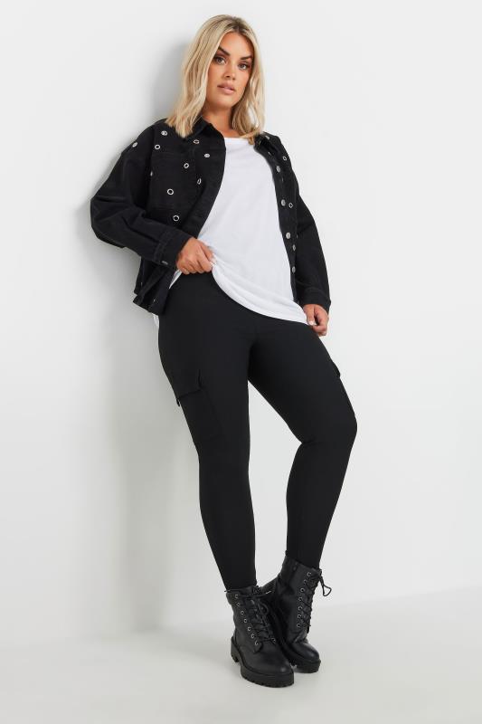 YOURS Plus Size Black Cargo Leggings | Yours Clothing 2