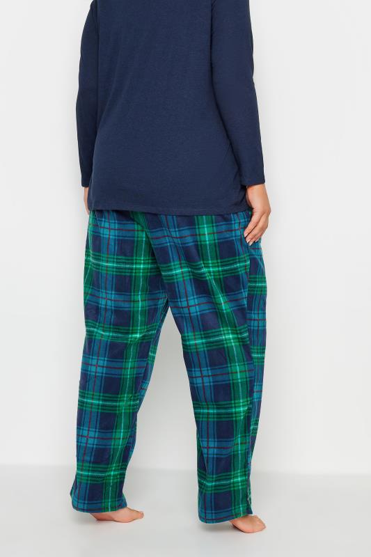 YOURS Curve Plus Size Blue & Green Tartan Print Pyjama Bottoms | Yours Clothing  4