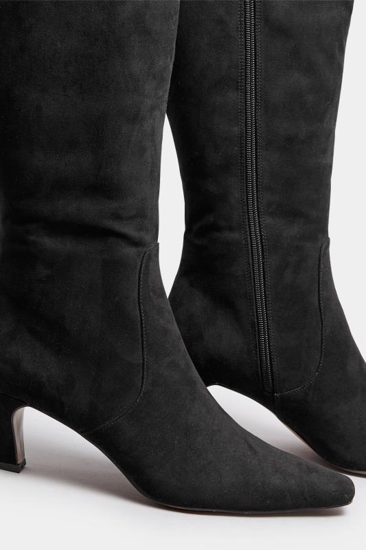 LTS Black Faux Suede Knee High Boots In Standard Fit | Long Tall Sally 5