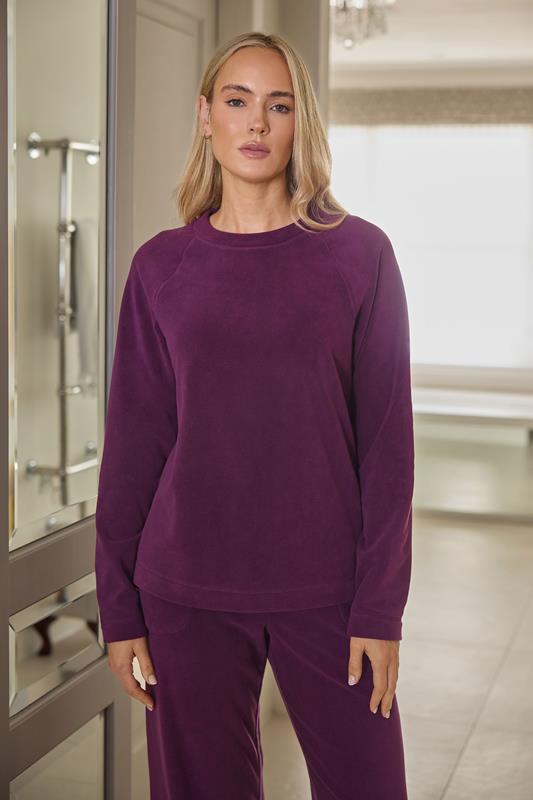 LTS Tall Burgundy Red Fleece Lounge Top