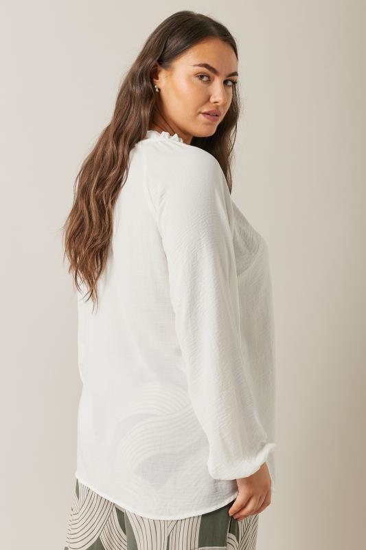 EVANS Plus Size White Frill Neck Blouse | Evans  4