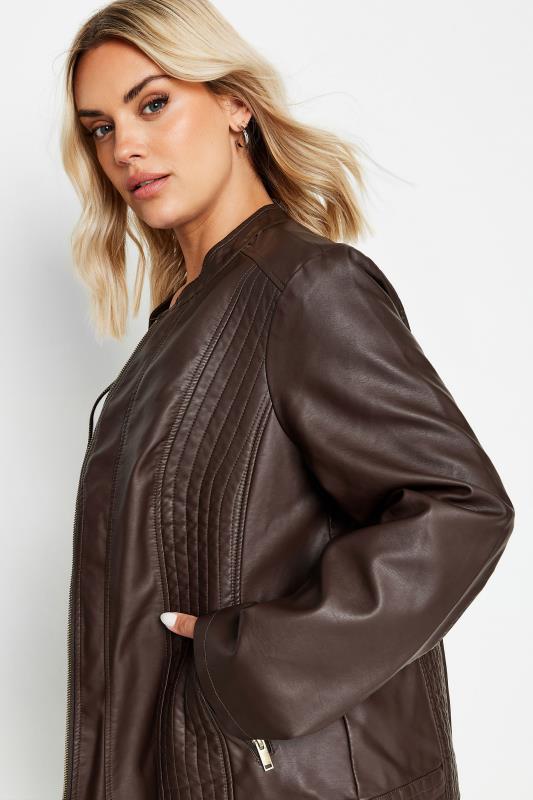 YOURS Curve Chocolate Brown Faux Leather Jacket | Yours Clothing  1