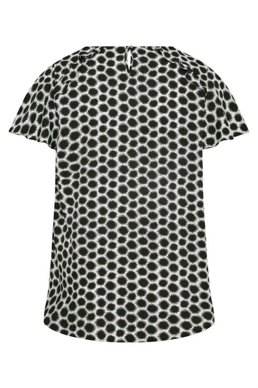 Plus Size Black Spot Print Frill Shoulder Top | Yours Clothing 7