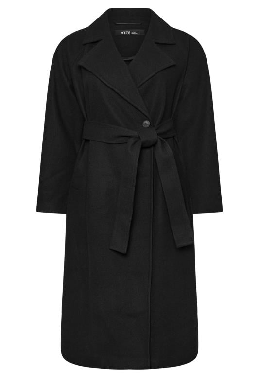 YOURS Plus Size Black Unlined Formal Maxi Coat | Yours Clothing 5