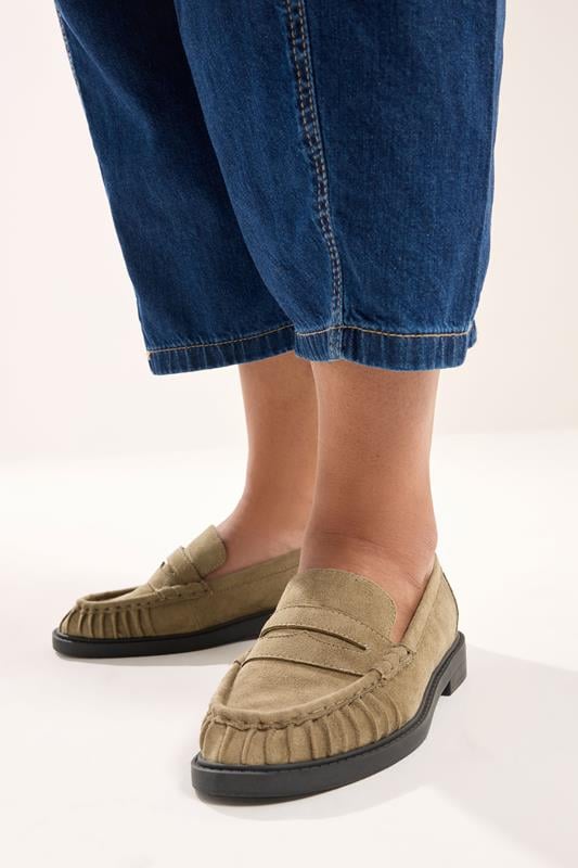  Yours Natural Brown Ruched Loafer In Extra Wide EEE Fit