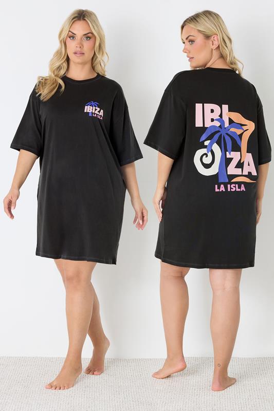 YOURS Curve Black 'Ibiza' Sleep Tee Nightdress