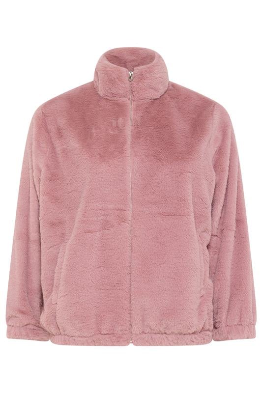 YOURS Plus Size Dusky Pink Faux Fur Fleece Jacket | Yours Clothing 5