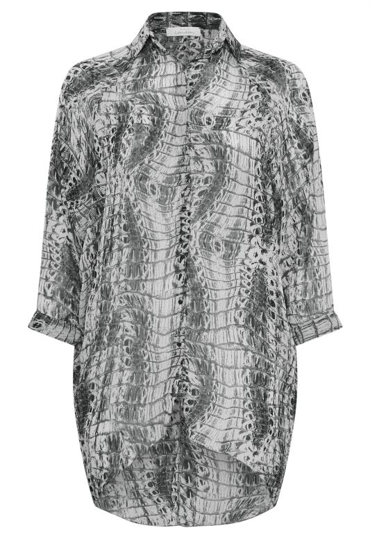 YOURS LONDON Plus Size Grey Snake Print Longline Batwing Sleeve Shirt | Yours Curve 5