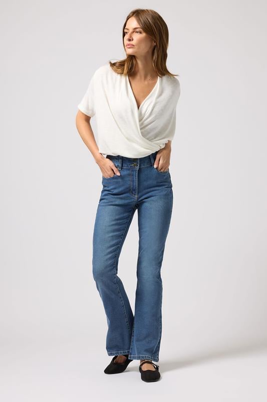 M&Co Mid Wash Blue Lift & Shape Kick Flare Jeans | M&Co 1