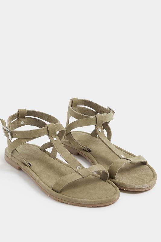  LTS Natural Brown Faux Leather Gladiator Sandals In Standard Fit