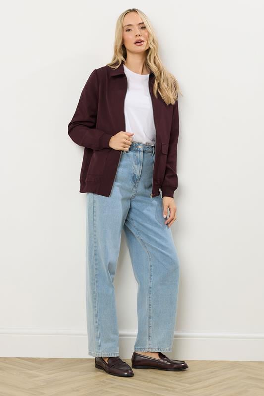 LTS Tall Burgundy Red Pocket Bomber Jacket | Long Tall Sally 2