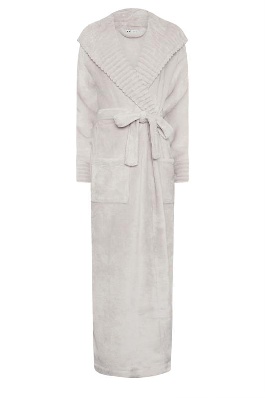 LTS Tall Stone Brown Ribbed Trim Maxi Dressing Gown | Long Tall Sally 5