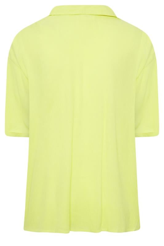 YOURS Plus Size Lime Green Crinkle Shirt | Yours Clothing 7