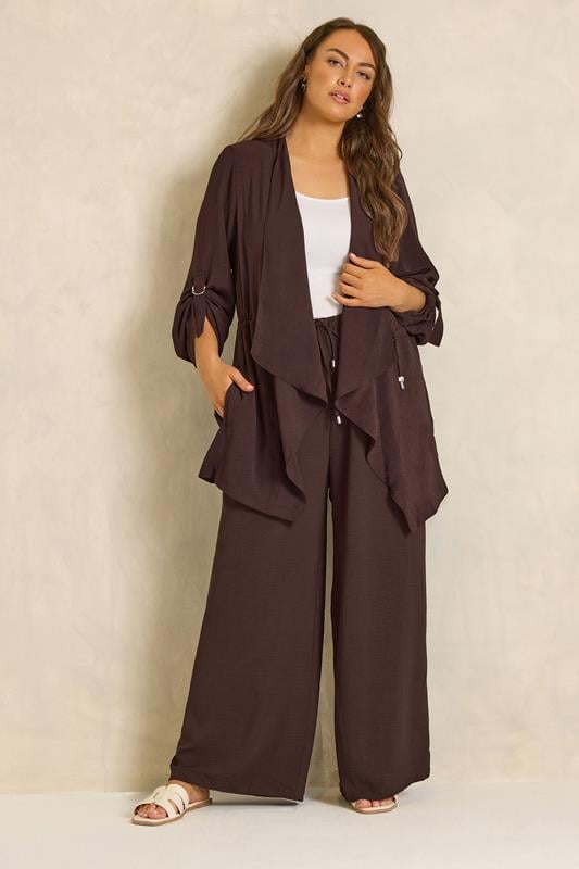  EVANS Curve Set Jacket & Trouser Chocolate Brown
