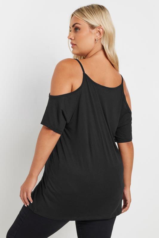 YOURS Plus Size 2 PACK Black Cold Shoulder T-Shirts| Yours Clothing  4