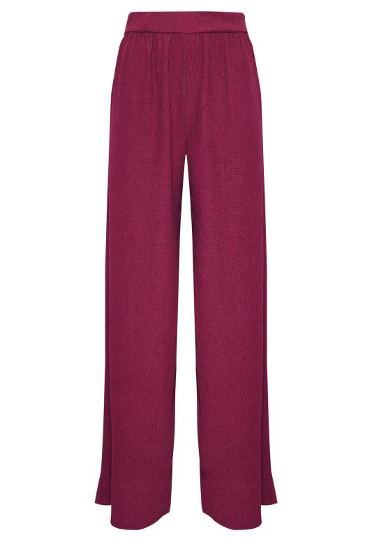 LTS Tall Women's Berry Pink Textured Wide Leg Trousers | Long Tall Sally 7