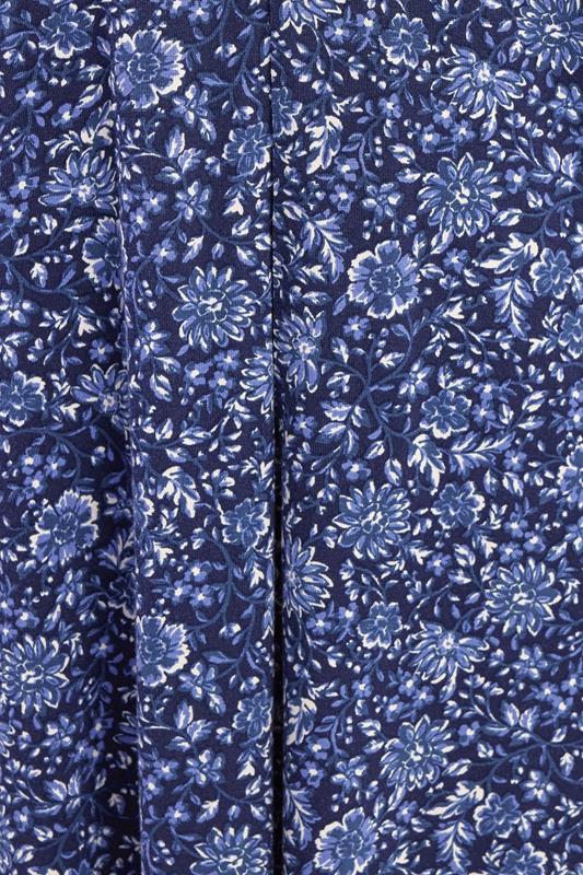 YOURS Plus Size Blue Floral Print Pleat Front Dress | Yours Clothing 4