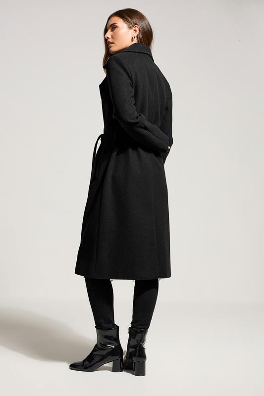 LTS Tall Black Formal Wrap Belted Midi Coat | Long Tall Sally 2