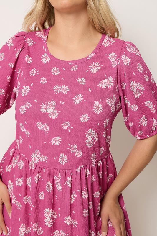 YOURS Plus Size Pink Daisy Tiered Midi Dress | Yours Clothing 4
