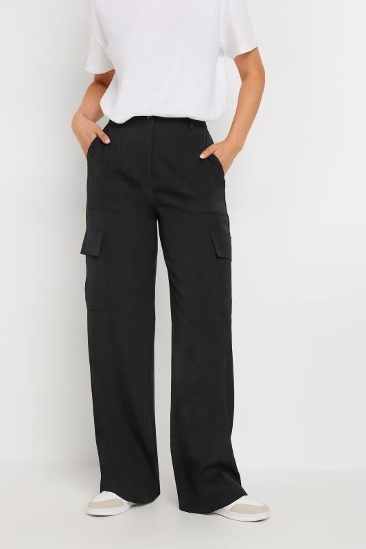 LTS Tall Black Cargo Pocket Wide Leg Trousers | Long Tall Sally 2