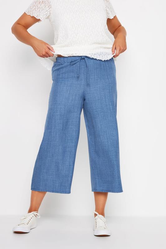 M&Co Denim Blue Linen Look Culottes | M&Co 1