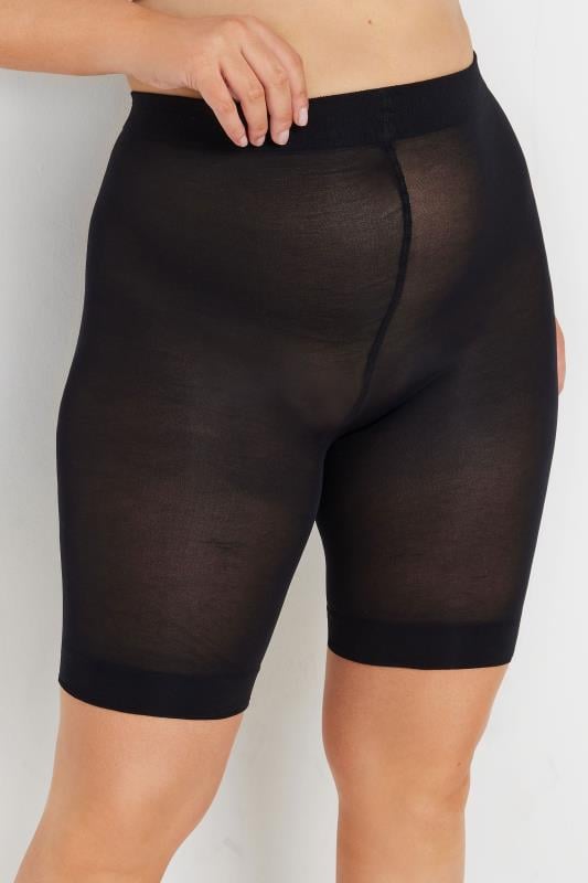 Plus Size Black Anti Chafing High Waisted Shorts | Sizes 16 to 36 | Yours Clothing 1