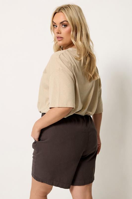 YOURS Plus Size Chocolate Brown Denim Shorts | Yours Clothing 2