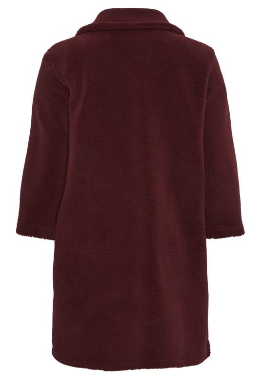 YOURS Curve Plus Size Dark Red Faux Fur Coat | Yours Clothing  9