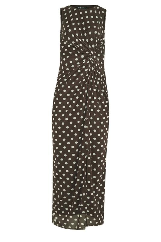 LTS Tall Women's Chocolate Brown Polka Dot Twist Maxi Dress | Long Tall Sally 5