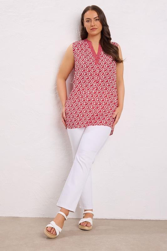 EVANS Plus Size Red Geometric Print Tunic | Evans 2