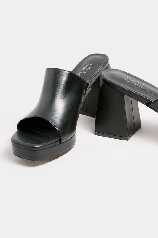 Black Platform Block Mule Sandal Heels In Wide E Fit | Yours Clothing  5