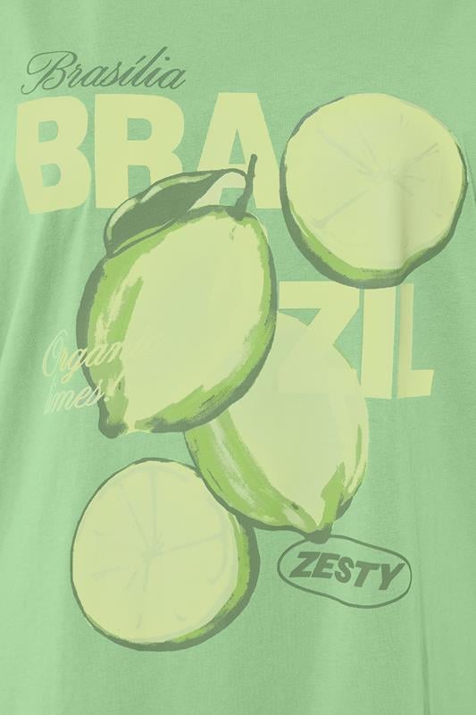 LIMITED COLLECTION Plus Size Green 'Brazil' Lime Longline T-Shirt | Yours Clothing 5