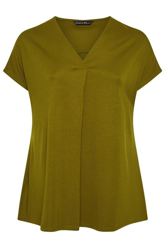 EVANS Curve Green Premium Jersey Pleat Swing Top 7