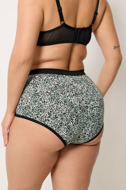 YOURSET 5 PACK Plus Size Black & Khaki Green Animal Print Full Briefs | Yours Clothing 4