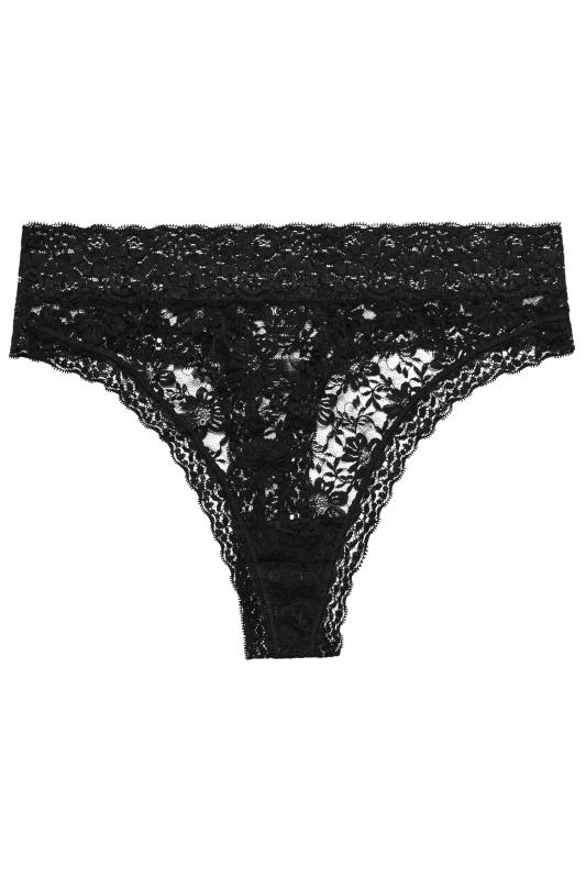 YOURS Plus Size 3 PACK Black Lace High Waisted Thongs | Yours Clothing  6