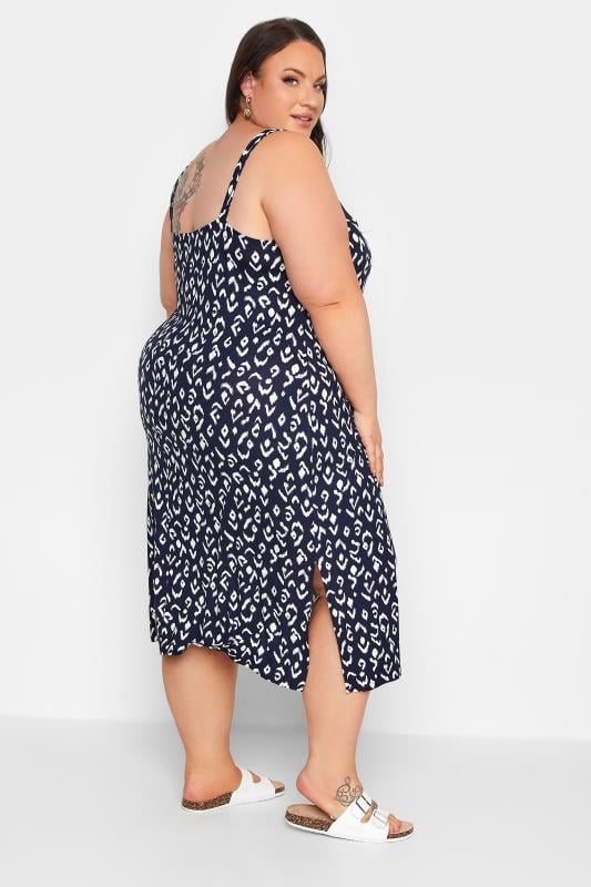 YOURS Plus Size Navy Blue Ikat Print Beach Dress | Yours Clothing 3