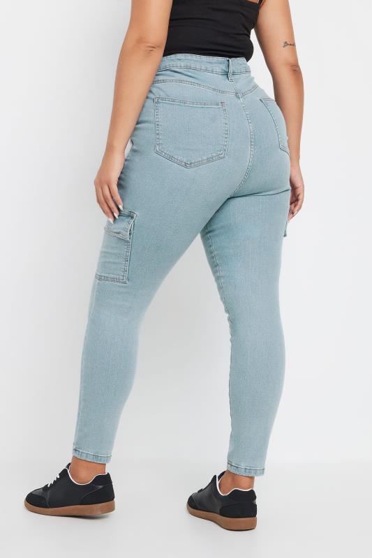 YOURS Plus Size Blue Cargo AVA Jeans | Yours Clothing 3