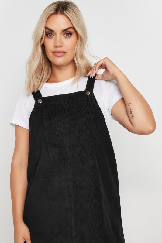 LIMITED COLLECTION Plus Size Black Cord Pinafore Dress | Yours Clothing 4