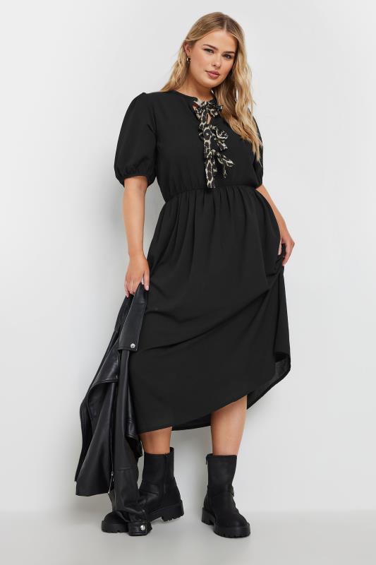 LIMITED COLLECTION Plus Size Black Leopard Print Bow Dress | Yours Clothing  4