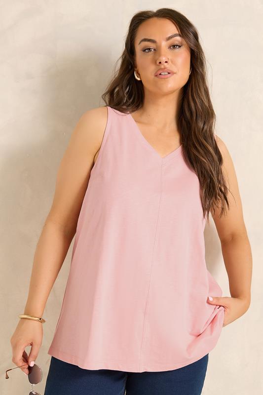  EVANS Curve Pink Premium Cotton Vest Top