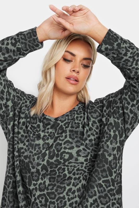 YOURS Plus Size Grey Leopard Print Jumper | Yours Clothing  4